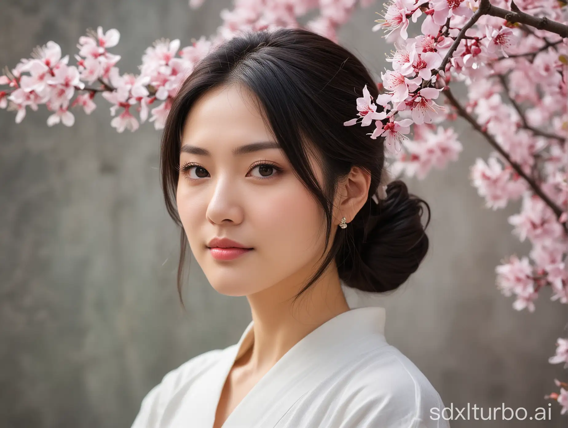 Elegant-Chinese-Woman-on-Dining-Table-with-Rose-Petals