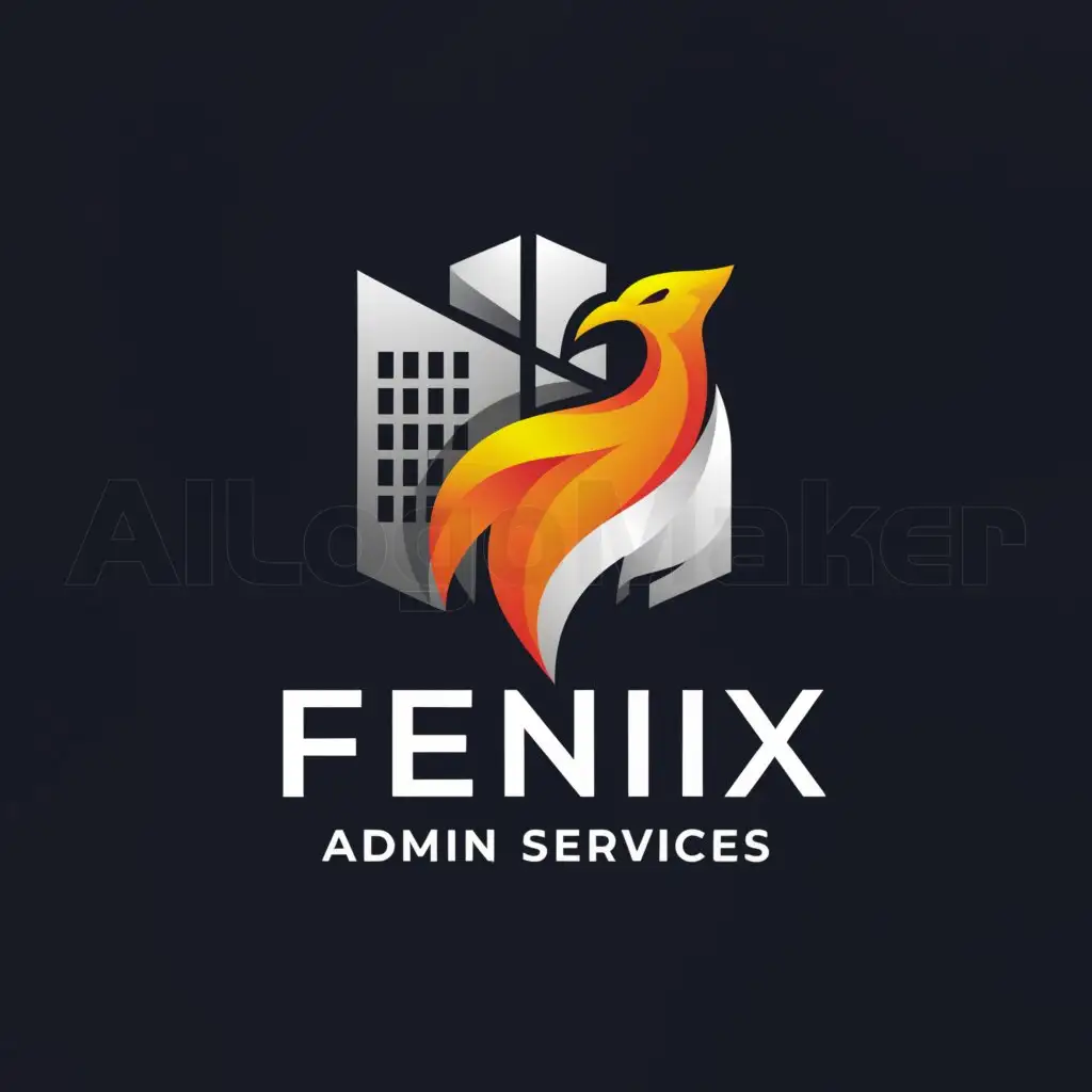 a logo design,with the text "FENIX ADMIN SERVICES, S.R.L.", main symbol:building, phoenix, cartel,complex,be used in Real Estate industry,clear background