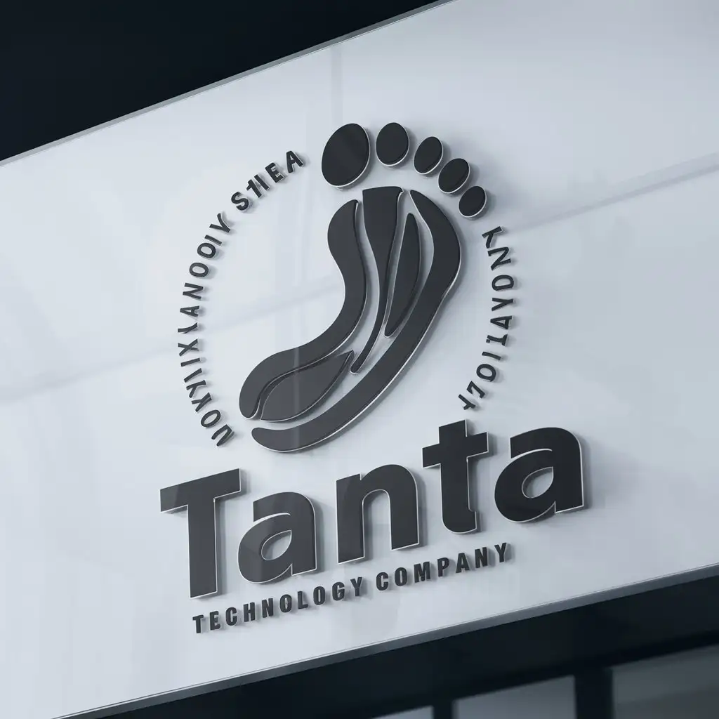 a logo design,with the text "TANTA", main symbol:footprint,complex,be used in Technology industry,clear background