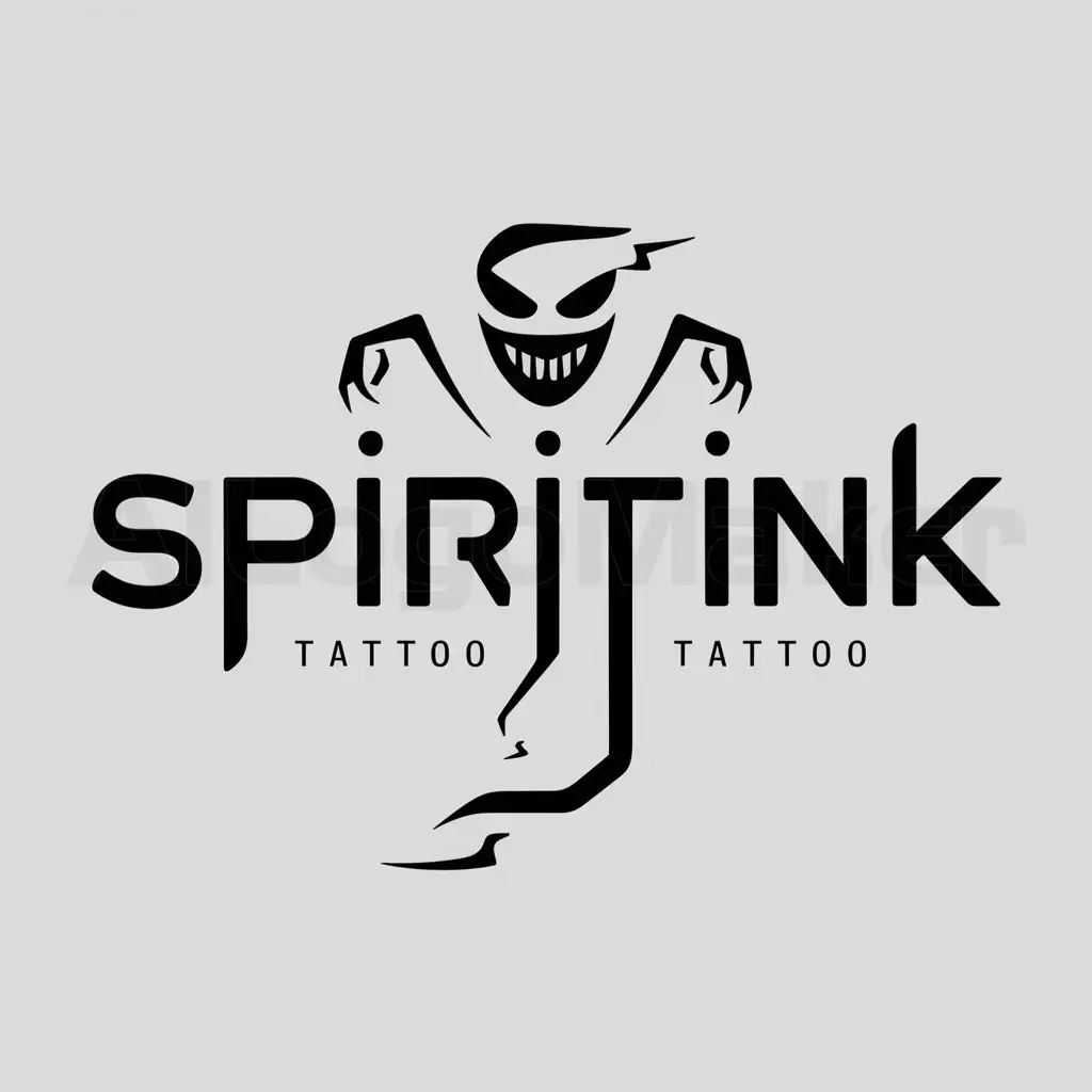 a logo design,with the text "SpiritInk", main symbol:Spectre,Minimalistic,be used in Tattoo industry,clear background