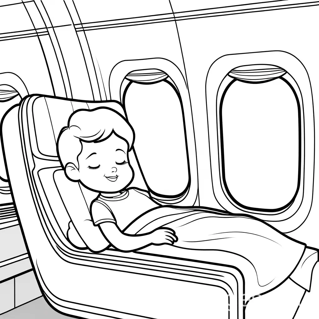 Childrens-Coloring-Page-Airplane-Nap-in-Simple-Line-Art