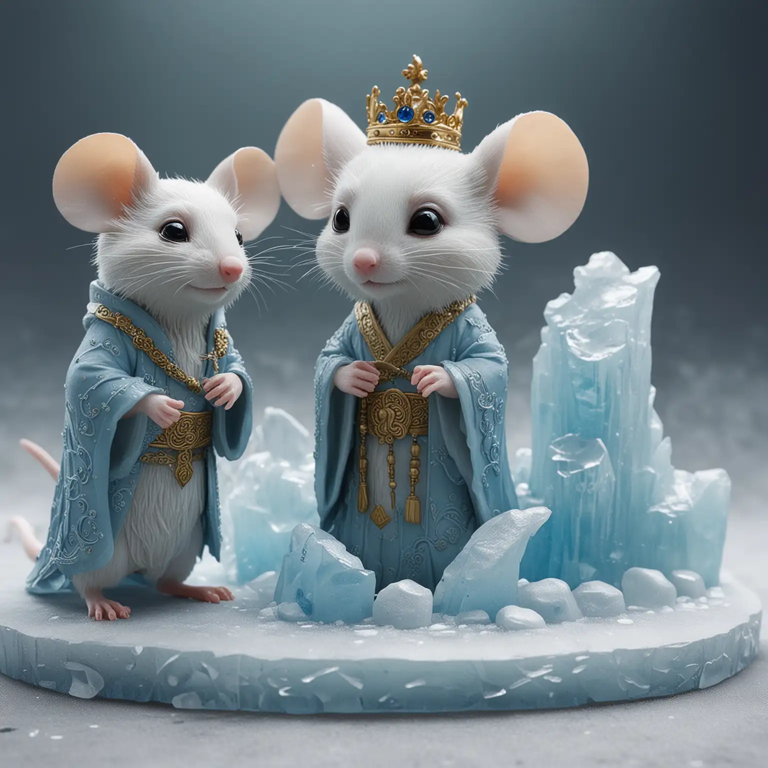 Adorable-Mouse-and-Ice-Emperor-King-Sculpture