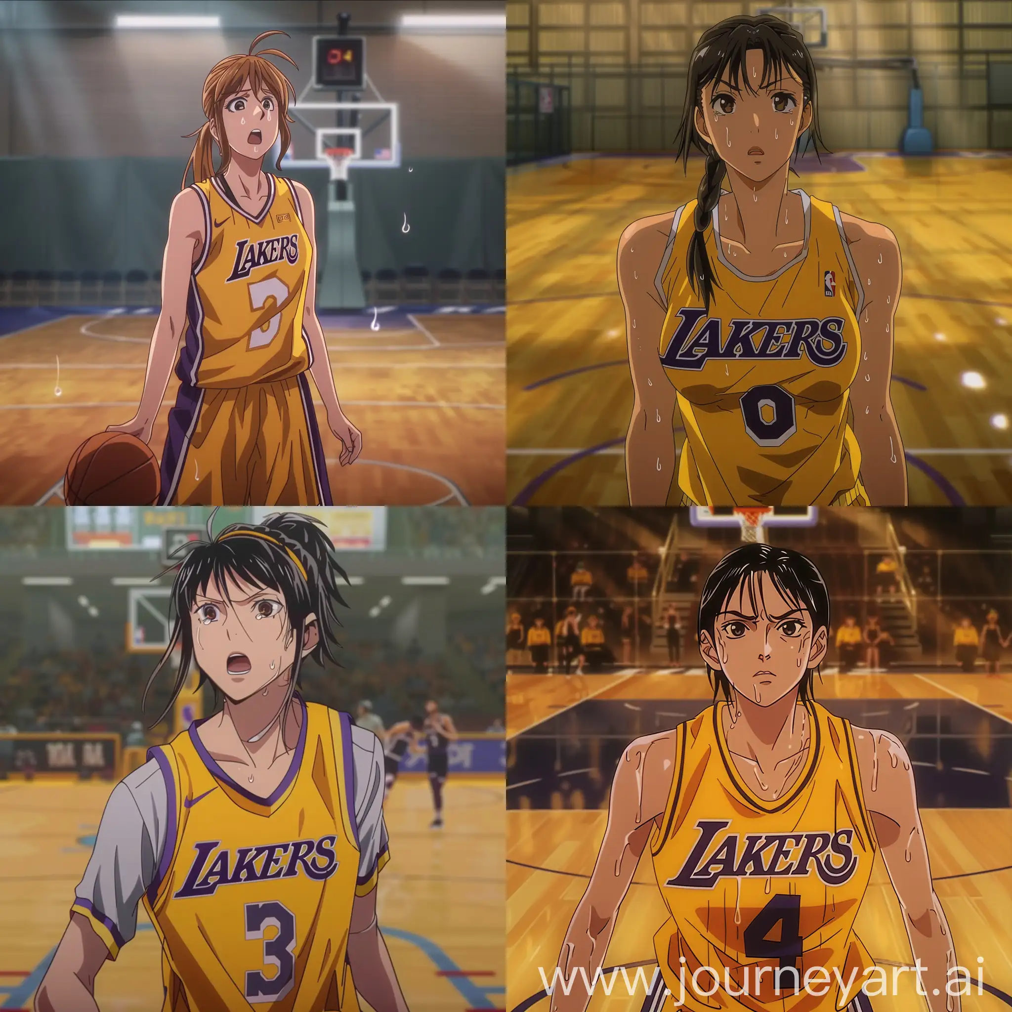 Anime-Character-Mitsuri-Kanroji-in-Lakers-Basketball-Uniform-on-Court