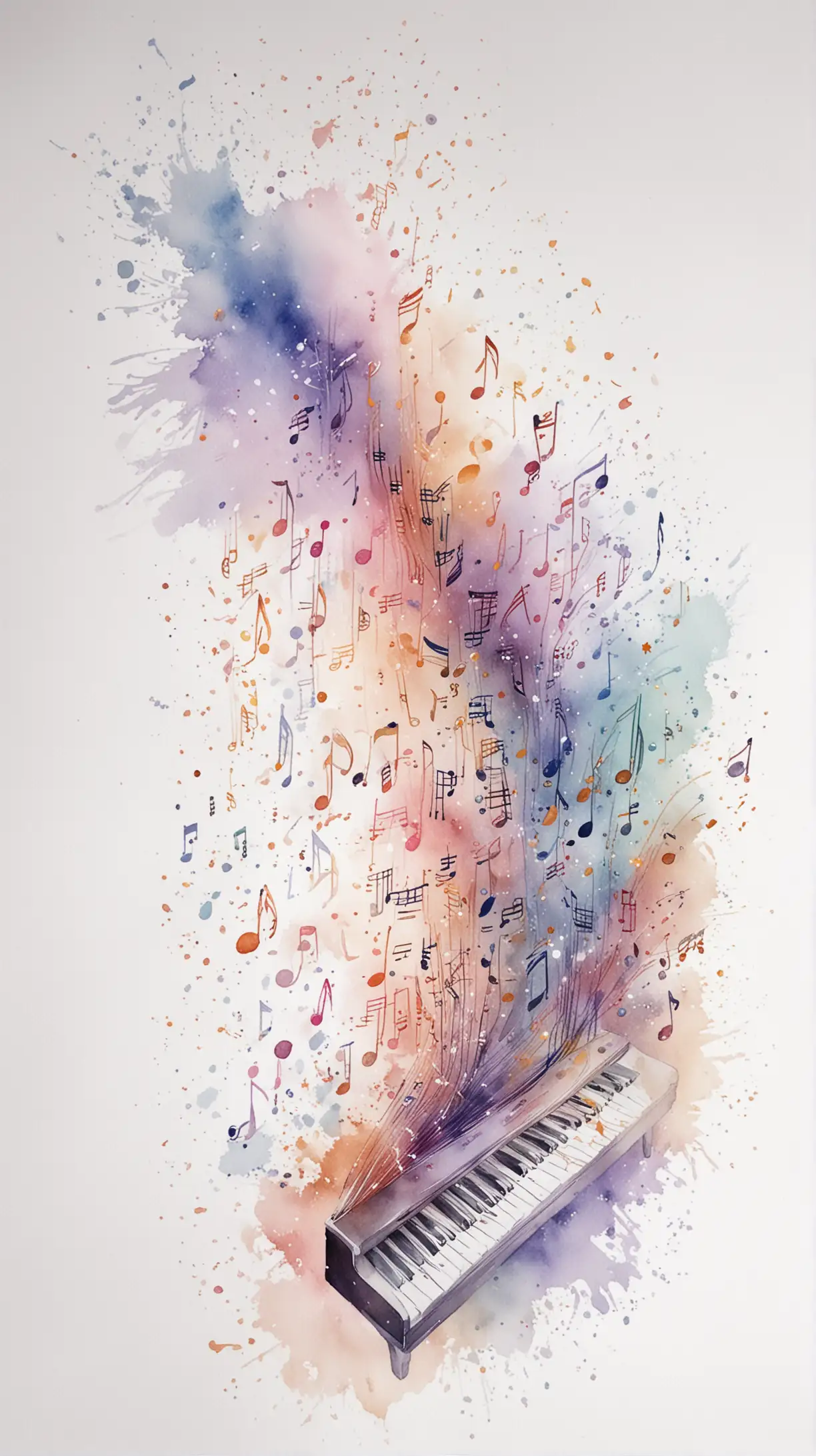 Ethereal Musical Notes on Watercolor Canvas