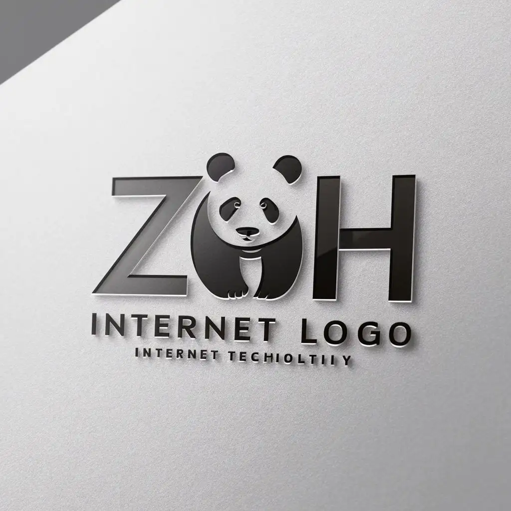 a logo design,with the text "zmh", main symbol:panda,Minimalistic,be used in Internet industry,clear background
