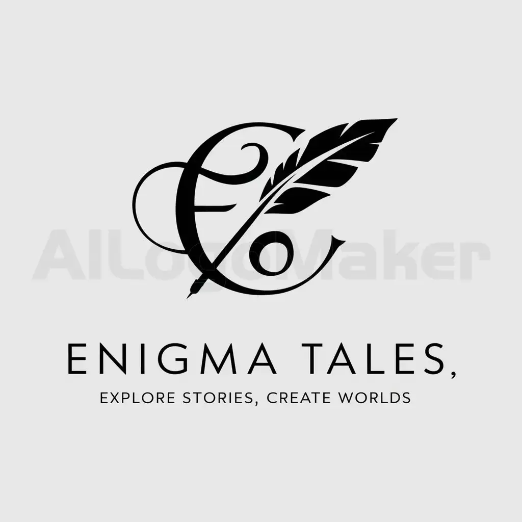 a logo design,with the text "Enigma TalesnExplore Stories , Create Worlds", main symbol:create a logo for websAite enigma tales where u can write and read storeis,complex,be used in website industry,clear background