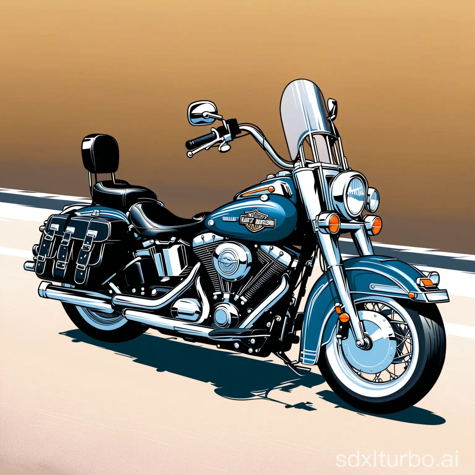 Harley-Davidson-Heritage-2003-GunMetalBlue-Motorcycle-in-Urban-Setting