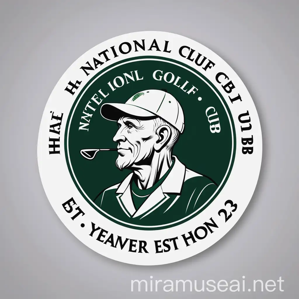 create a round golf logo for 5 men club who have known each other for many years.

With the text: HH National Golf Club

EST. 2023