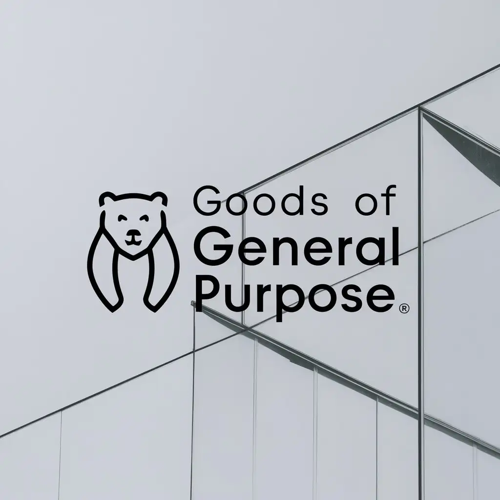 a logo design,with the text "Goods of general purpose", main symbol:strength, bear,Minimalistic,clear background