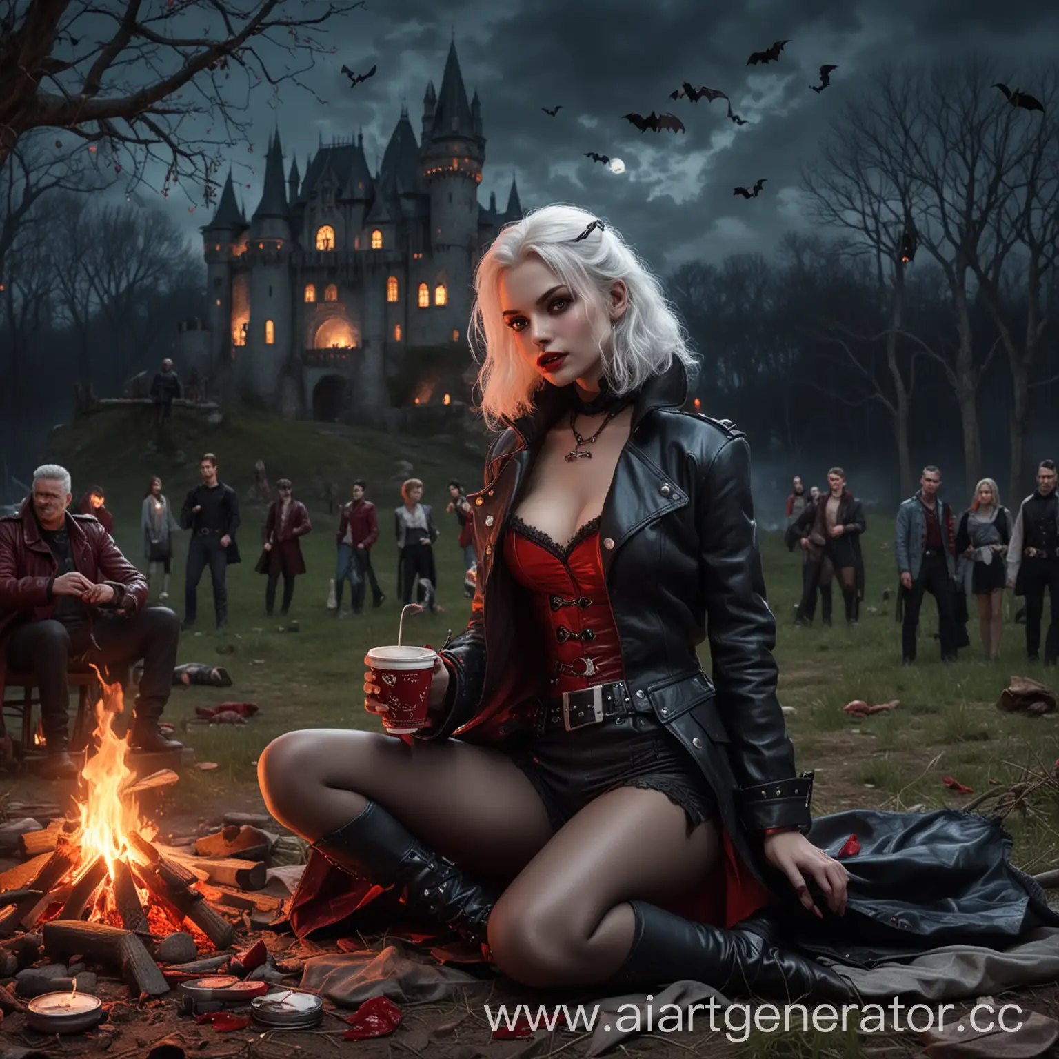 Dark-Castle-Picnic-Vampire-Girl-and-Policeman-Night-Gathering