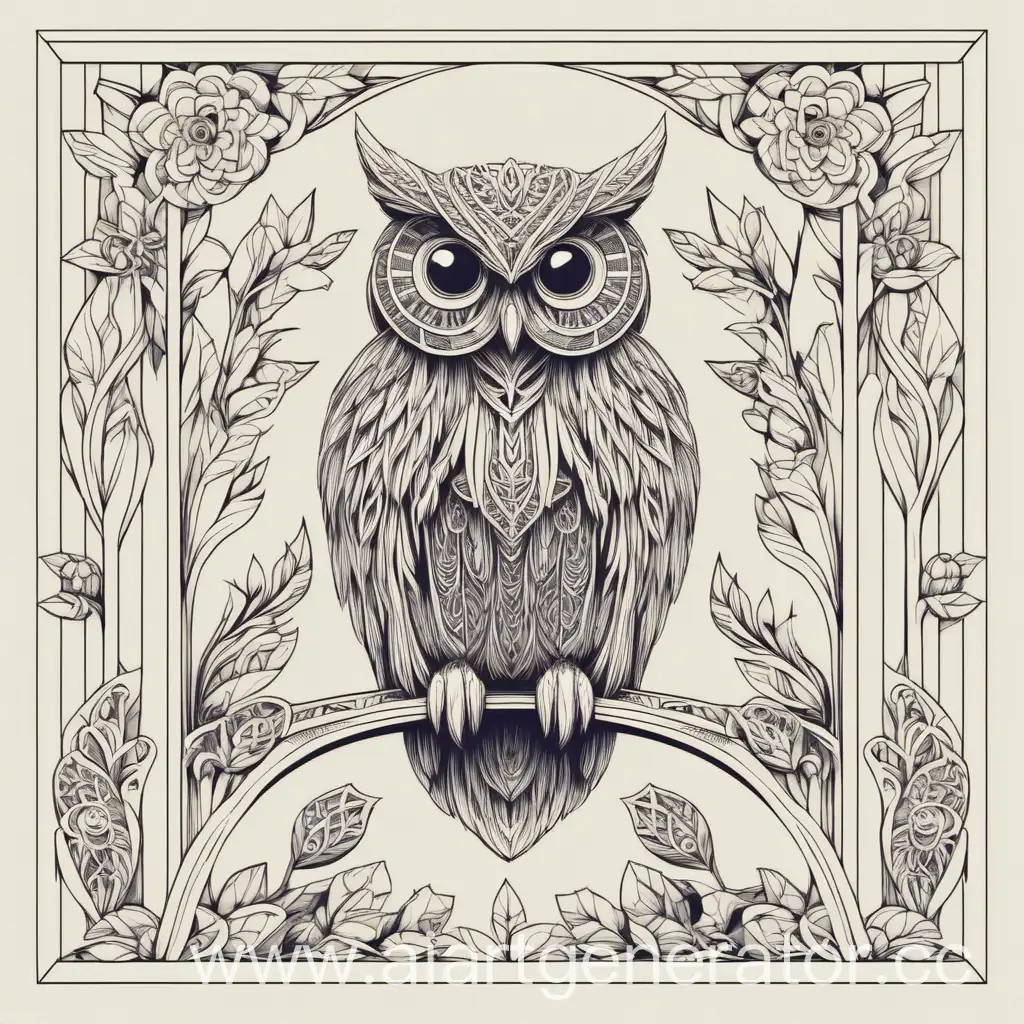 Intricate-Linear-Owl-Ornament-Design