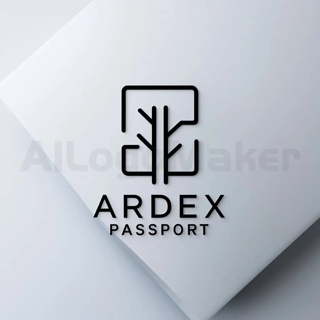 a logo design,with the text "ardex passport", main symbol:passport, tree,Minimalistic,be used in Automotive industry,clear background