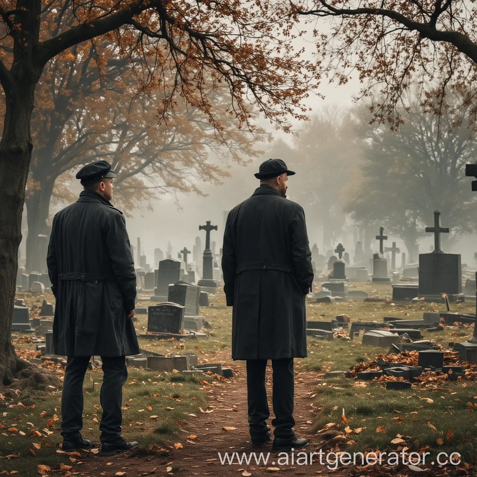 двое мужчин не понимают как оказались на кладбище
