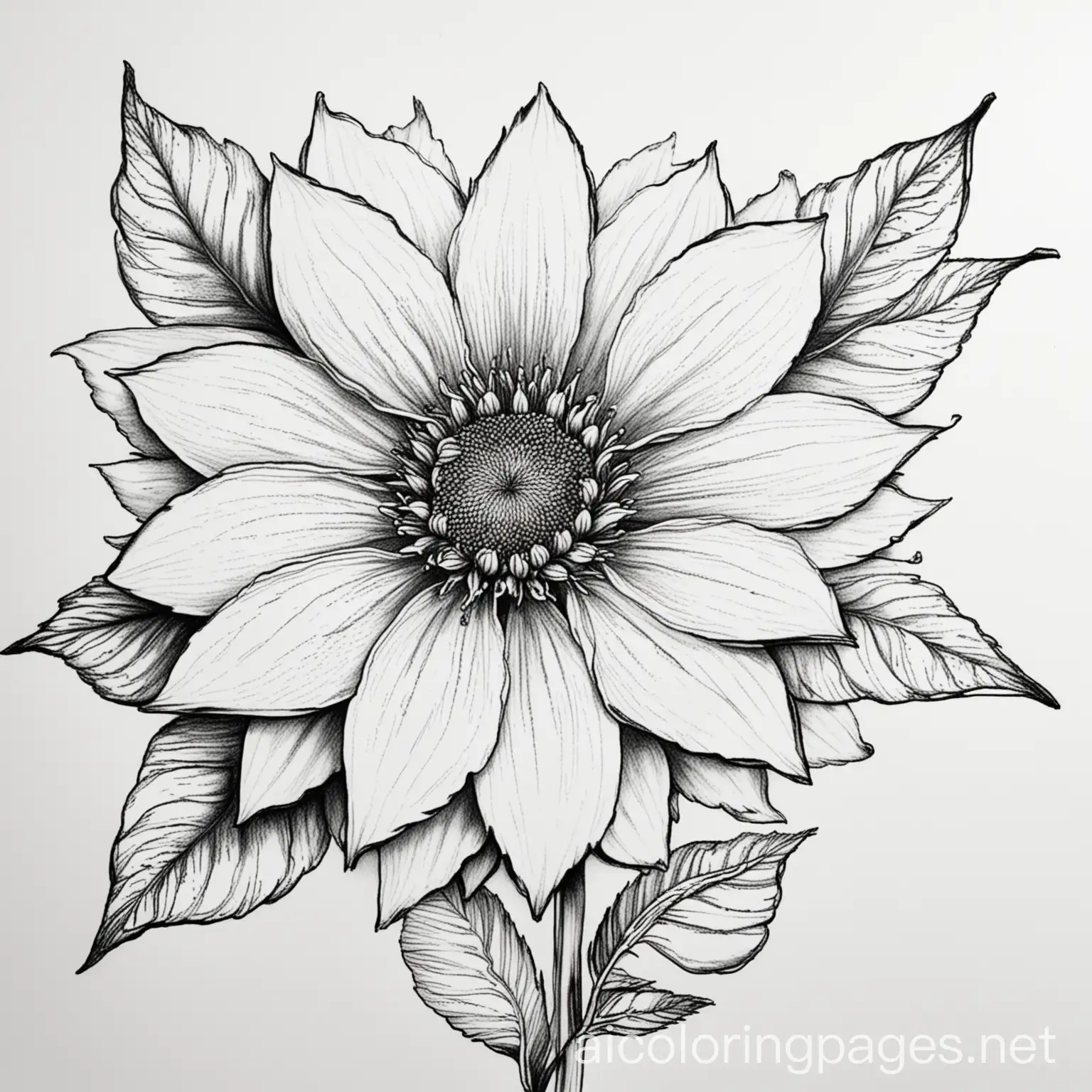 flower, Coloring Page, black and white, line art, white background, Simplicity, Ample White Space