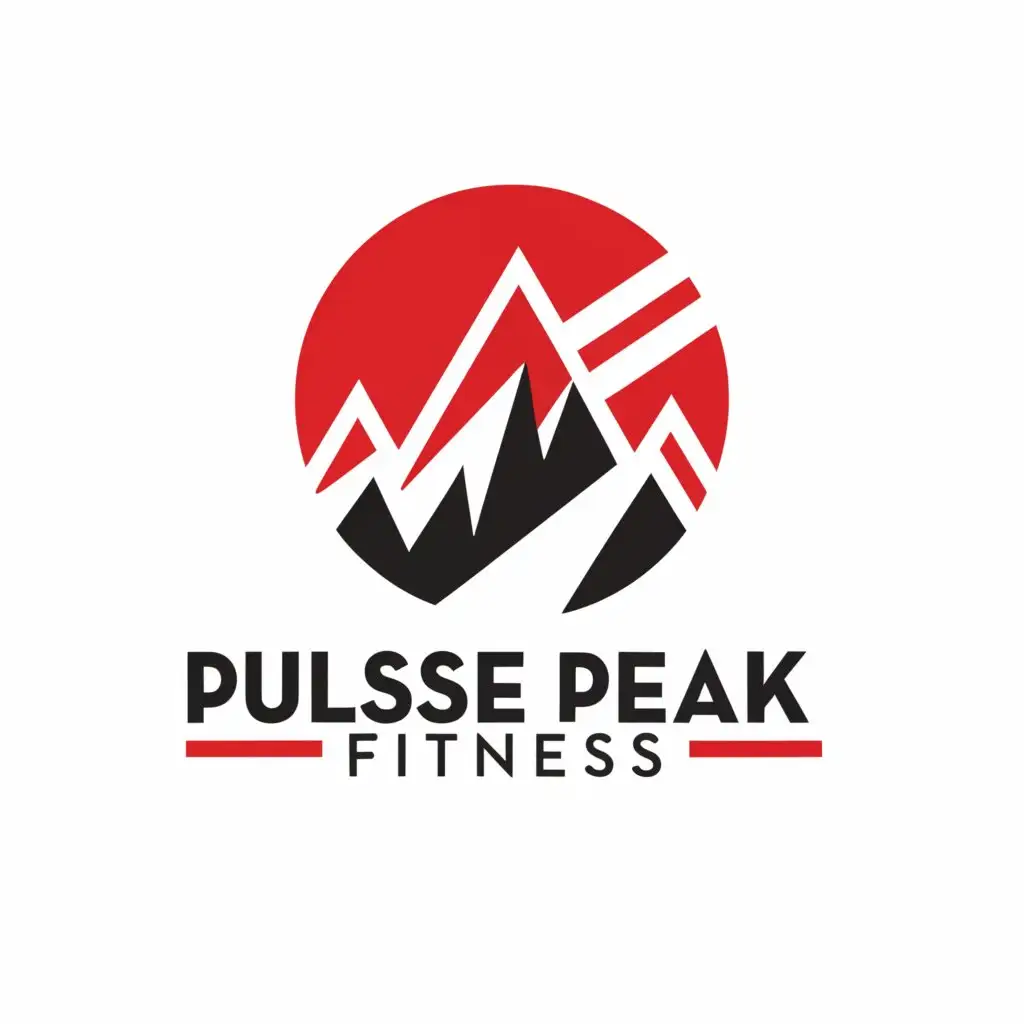 a logo design,with the text "Pulse Peak Fitness", main symbol:red and black,Moderate,be used in Sports Fitness industry,clear background