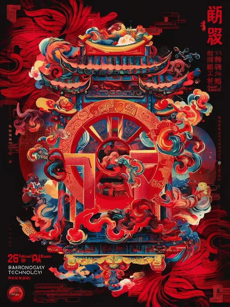 Science and technology style, Chinese culture, modern style, harmony, Chinese tradition, handicrafts, intangible cultural heritage, posters, color system, visual kei, impact sense