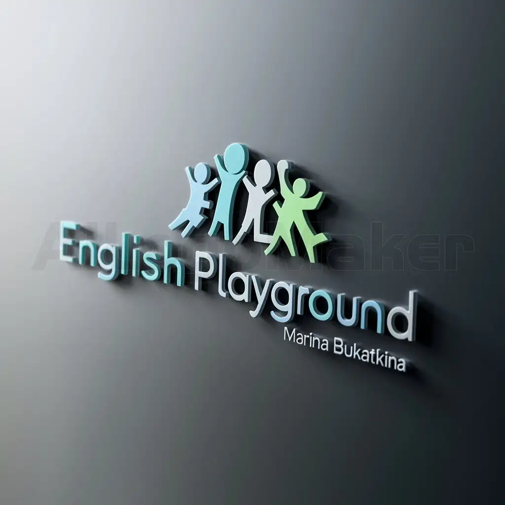 a logo design,with the text "English playground Marina Bukatkina", main symbol:children,Moderate,be used in Education industry,clear background