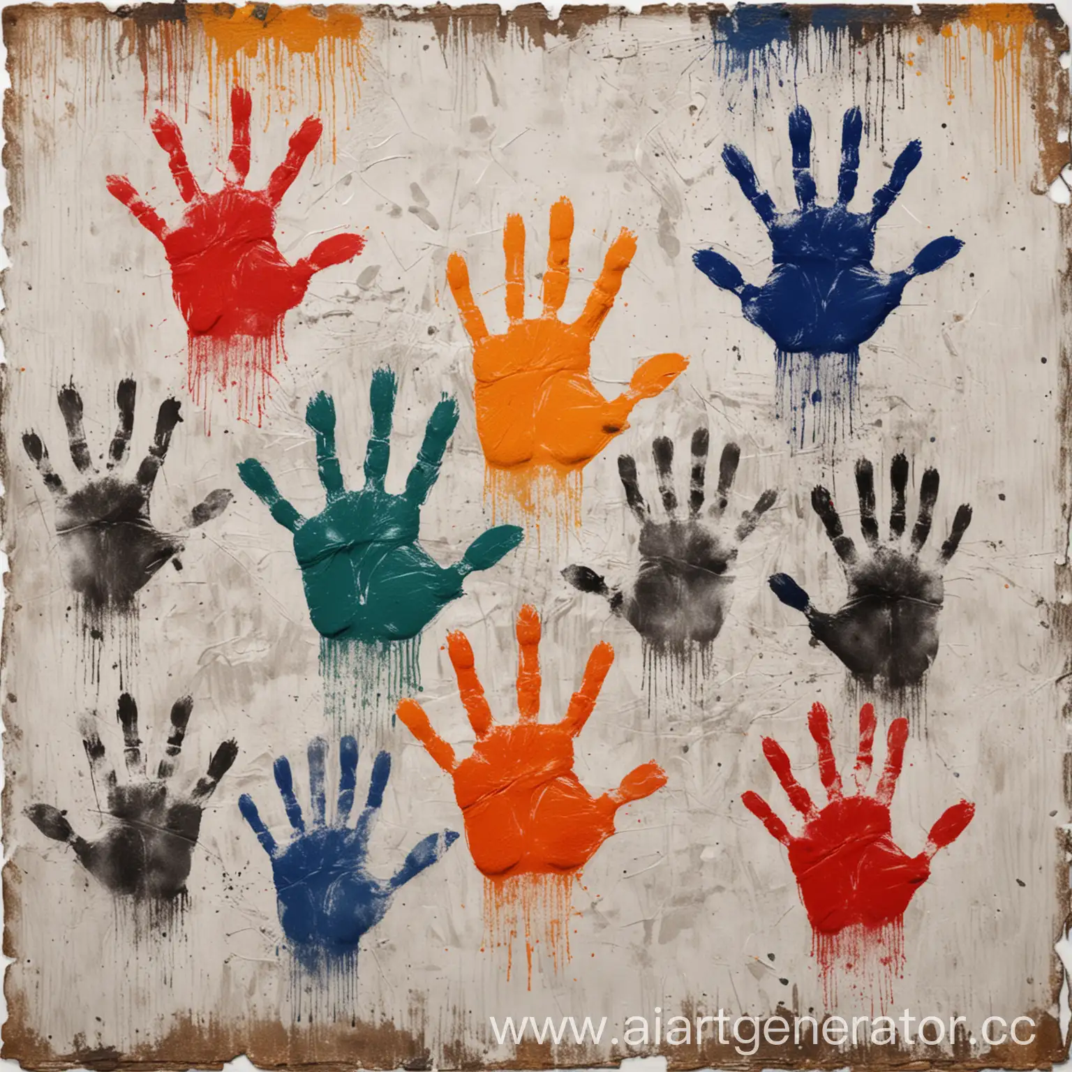 Colorful-Abstract-Handprints-on-Wall-Art