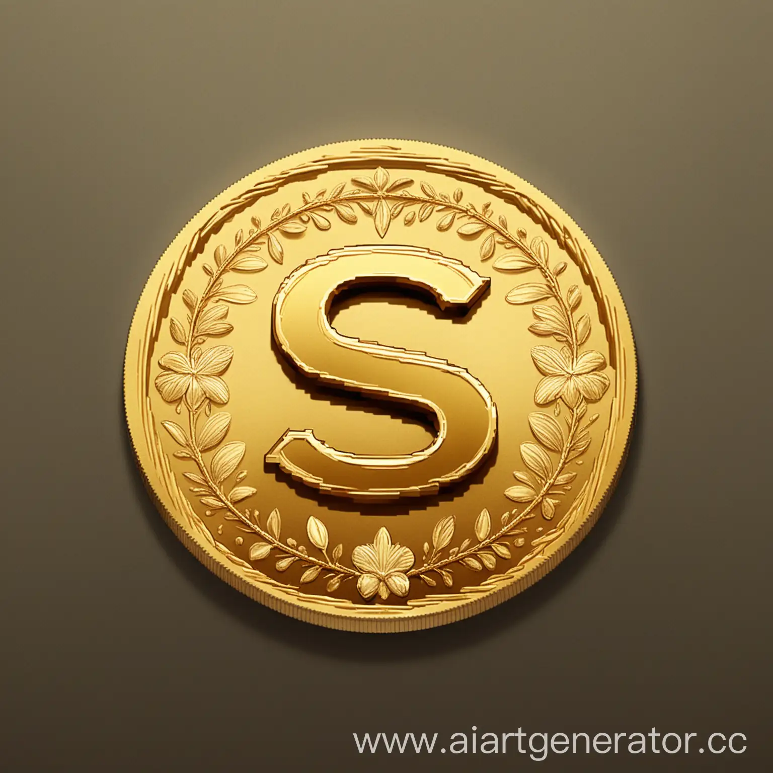 Golden-Coin-with-Embossed-Letter-S