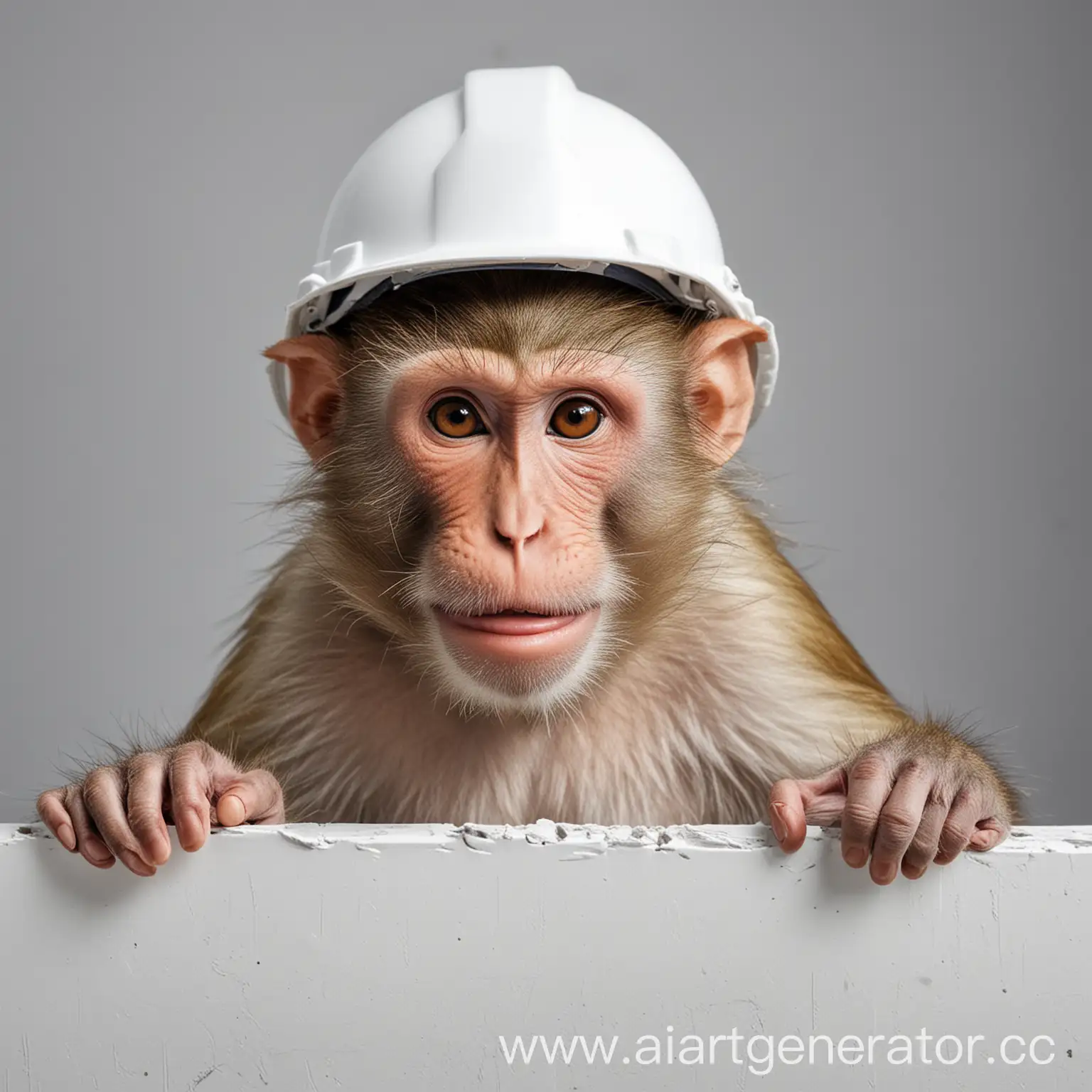 Macaque-Wearing-a-White-Construction-Helmet