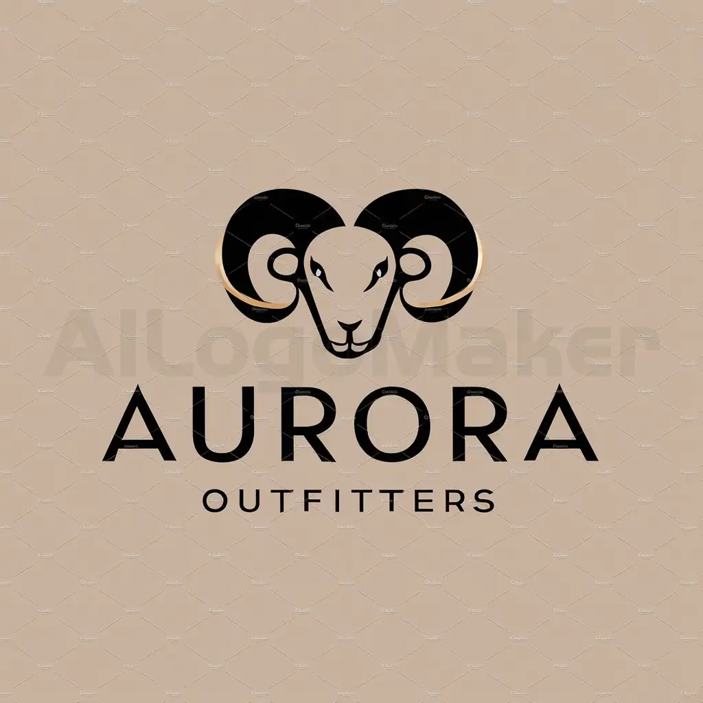 LOGO-Design-For-Aurora-Outfitters-Modern-Minimalist-Ram-Symbol-in-Black-and-Gold