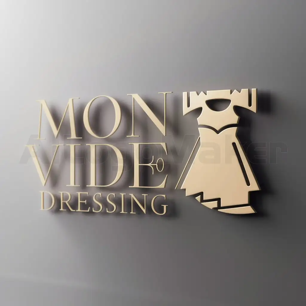 LOGO-Design-For-Mon-Vide-Dressing-Minimalistic-Text-with-a-Clean-Wardrobe-Symbol