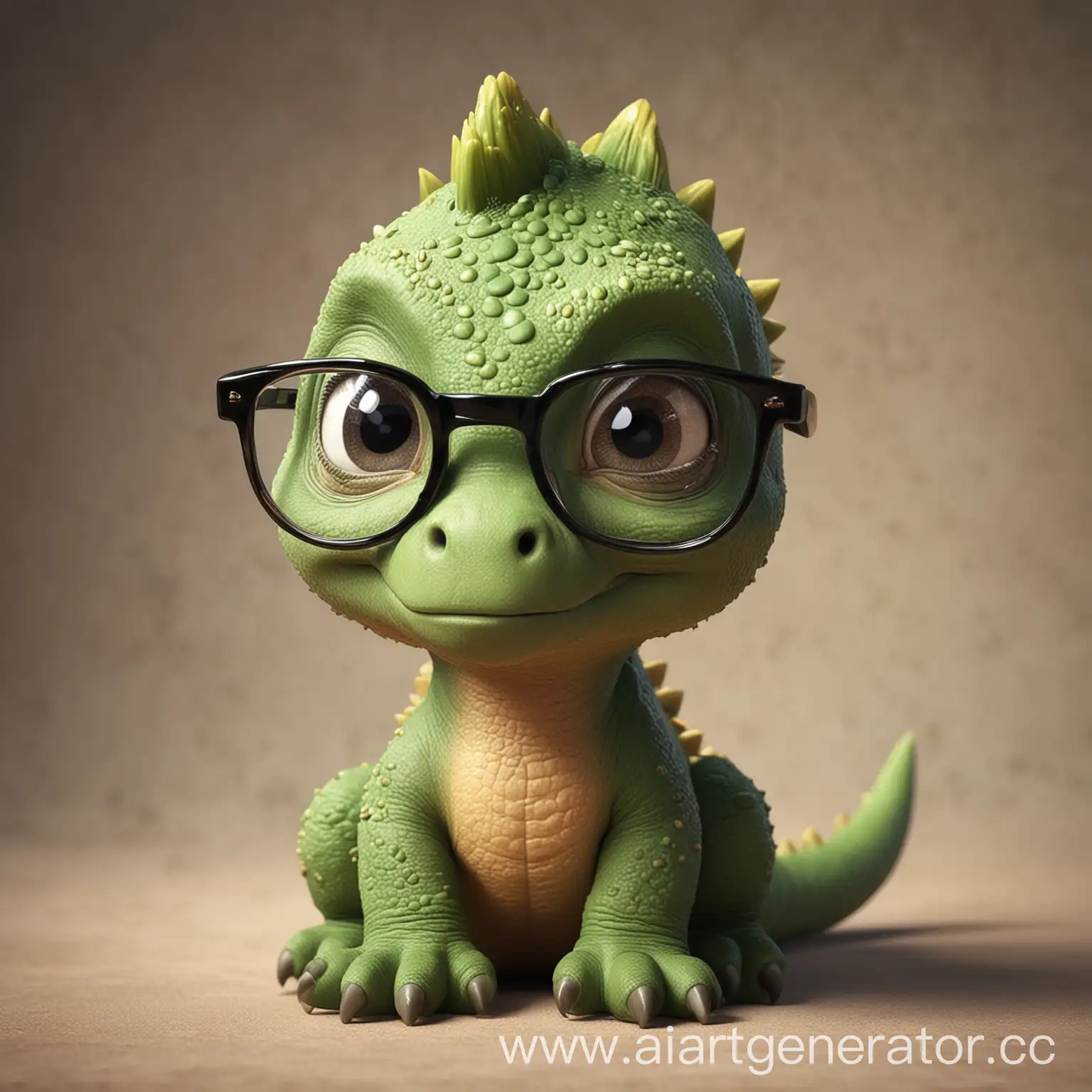 Cute-Dinosaur-with-Glasses-Playful-Prehistoric-Reptile-in-Stylish-Eyewear