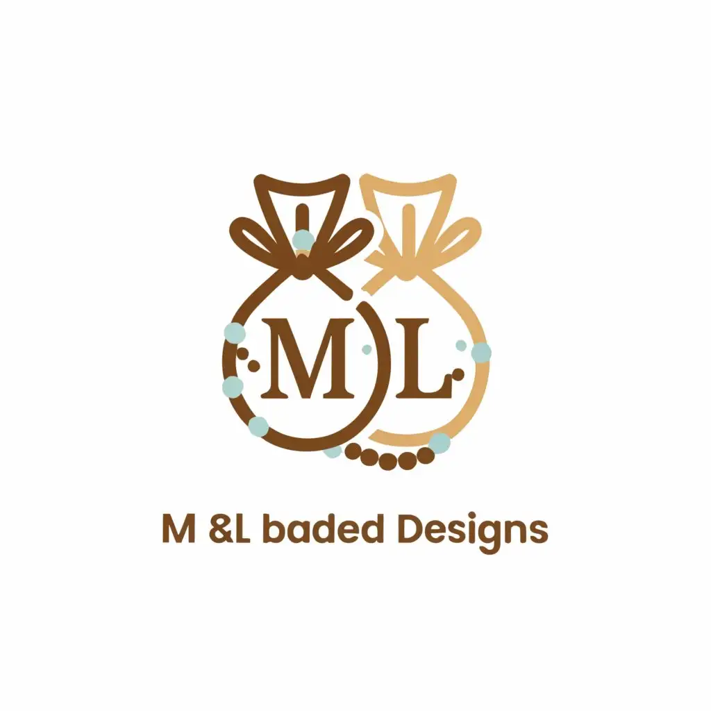 a logo design,with the text "M&L Beaded Desings", main symbol:Two intertwined bead bags with M and L underneath,Moderate,clear background