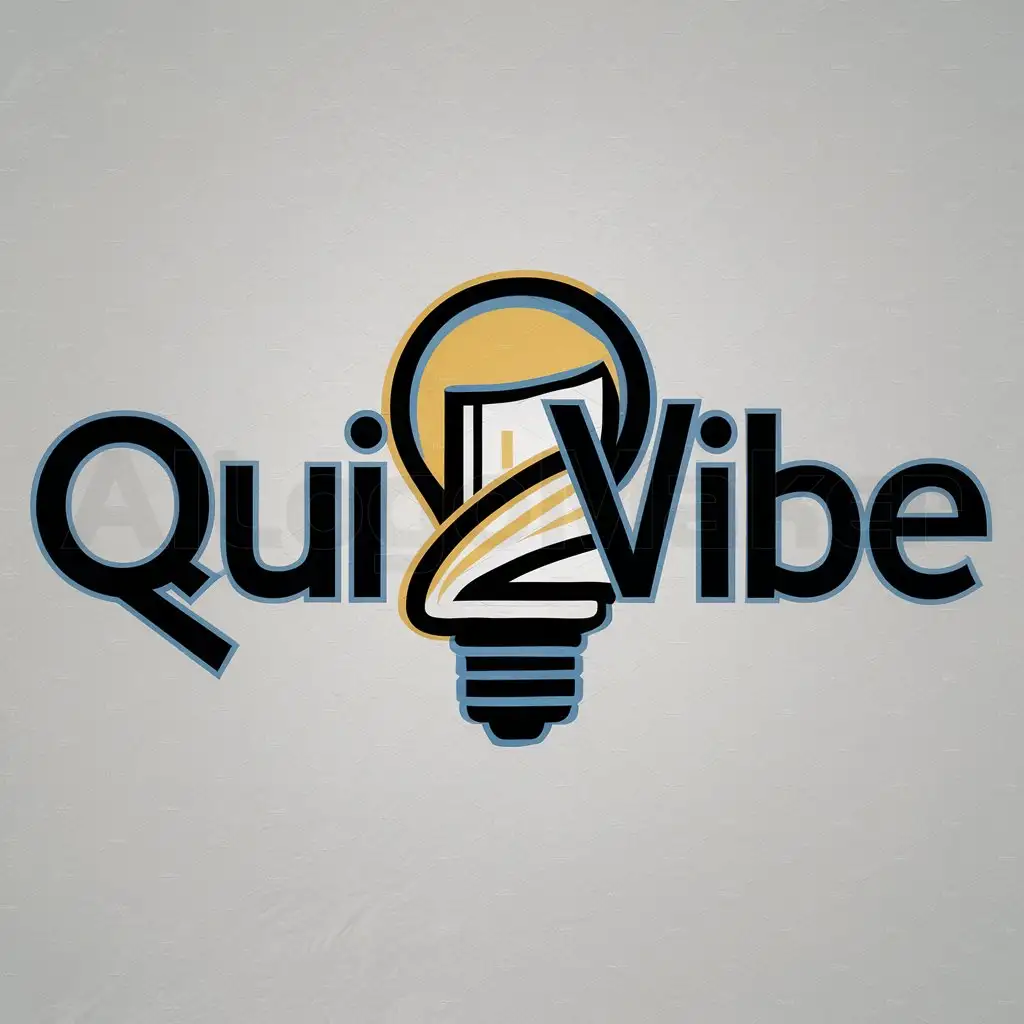 a logo design,with the text "QuizVibe", main symbol:bulb or book,Moderate,be used in Education industry,clear background