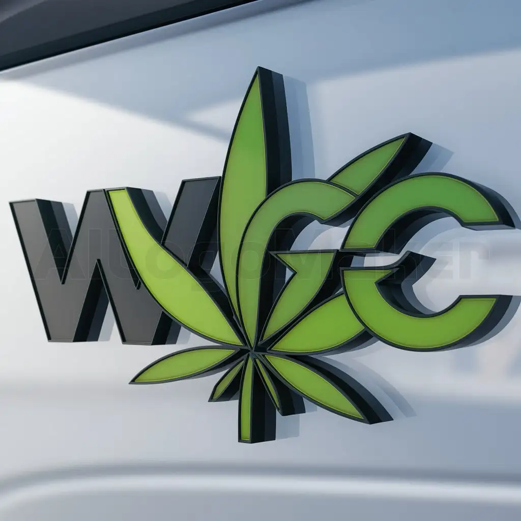 a logo design,with the text "WGC", main symbol:green, weed,complex,clear background