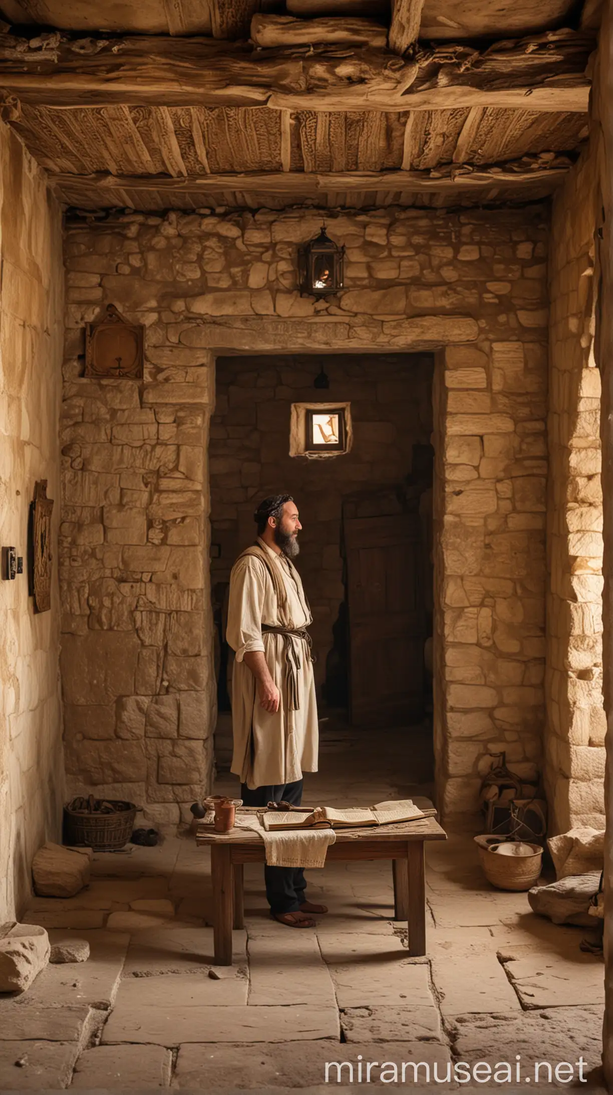 A Jewish man in ancient Jewish house in ancient world 