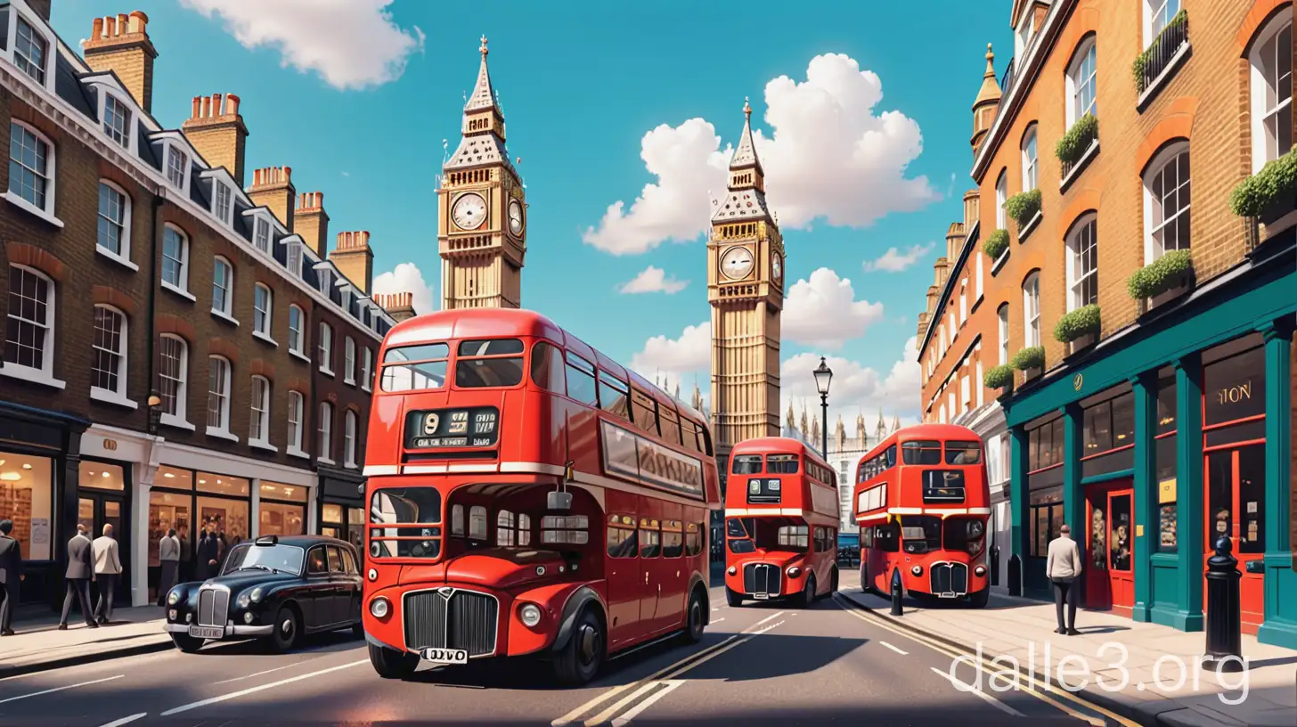 Cartoon London Cityscape with Iconic Landmarks | Dalle3 AI