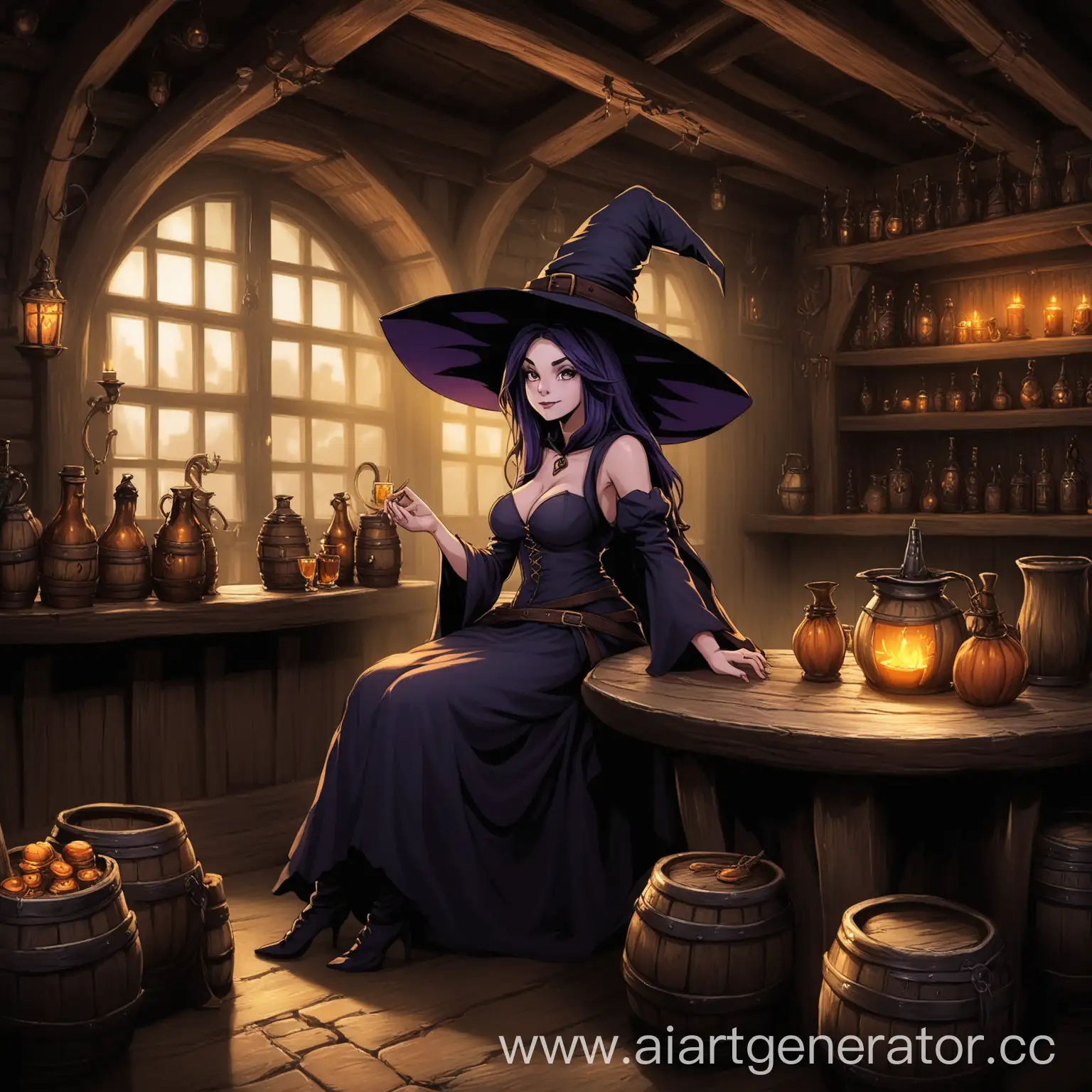 Enchanted-Evening-Witch-Relaxing-in-a-Medieval-Tavern