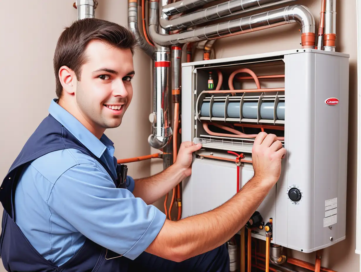 I need image of Heating Replacement Services with worker and  I need  good visibility