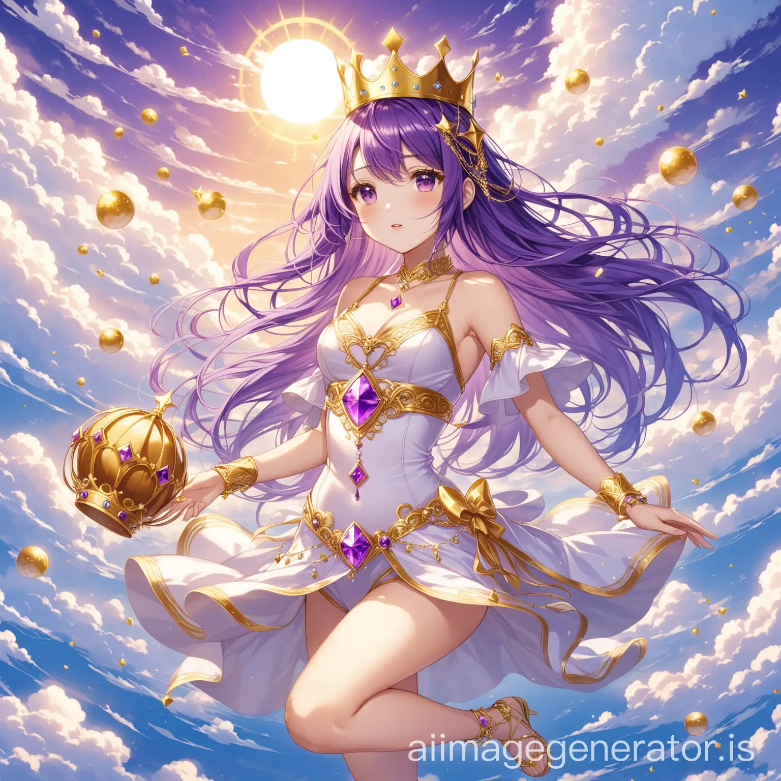 Ethereal-Anime-Goddess-with-Purple-Hair-and-Golden-Crown-Floating-in-the-Clouds