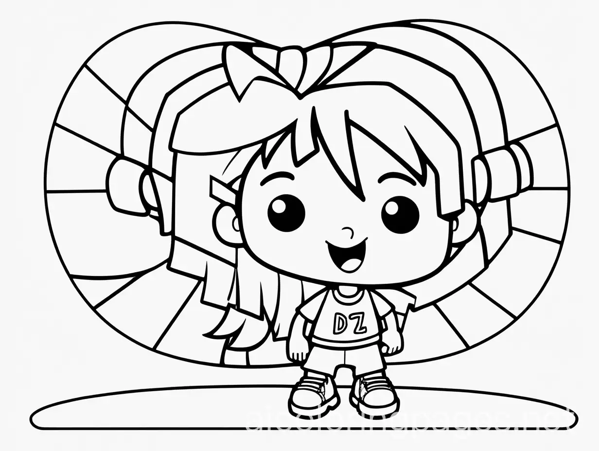 give a logo for Hi Dude'z, Coloring Page, black and white, line art, white background, Simplicity, Ample White Space. The background of the coloring page is plain white to make it easy for young children to color within the lines. The outlines of all the subjects are easy to distinguish, making it simple for kids to color without too much difficulty