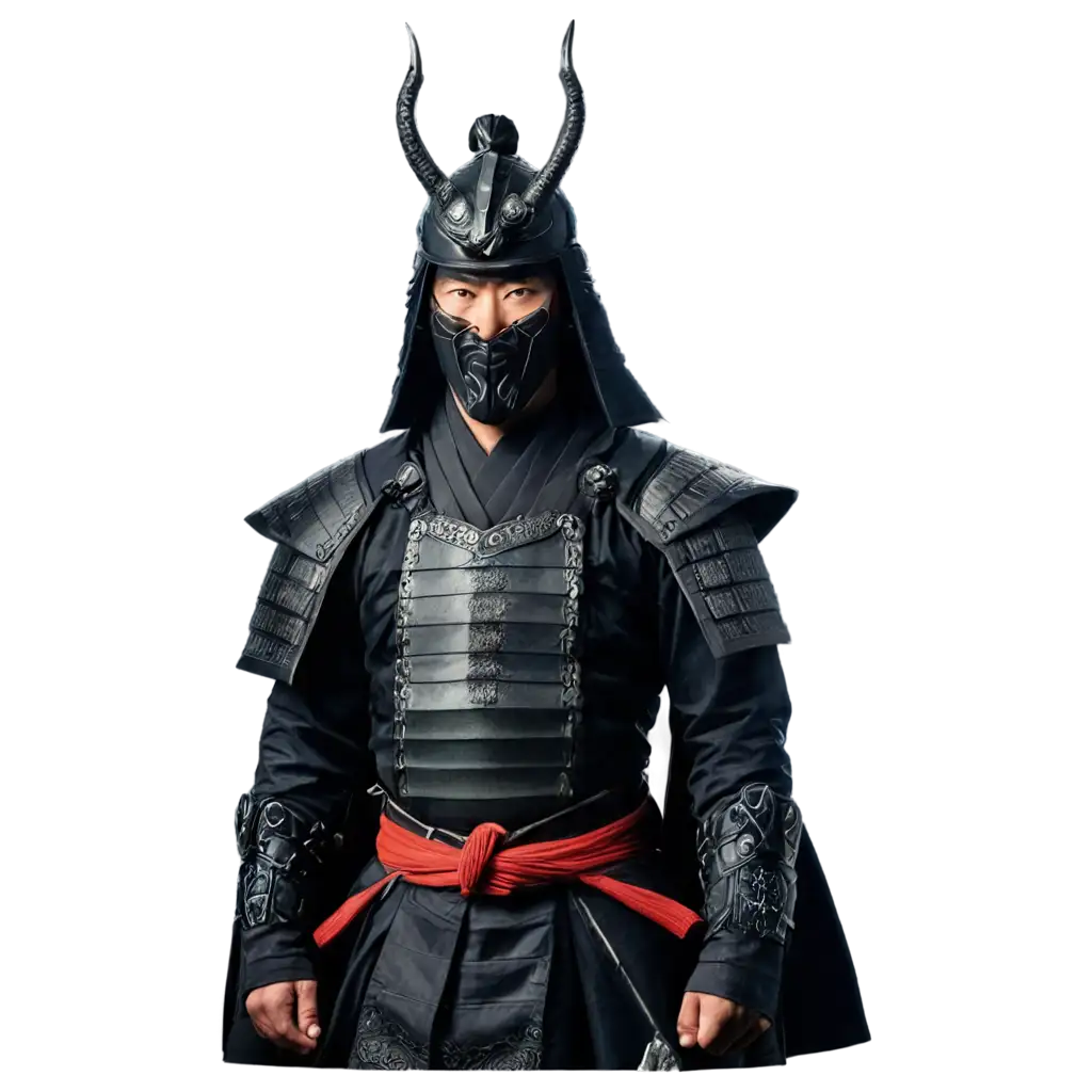 head samurai on black background