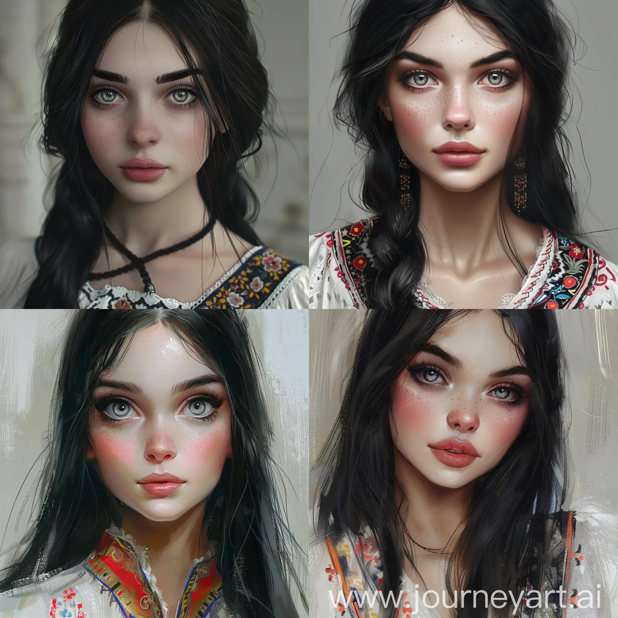 Traditional-Ukrainian-Girl-Portrait-Slavic-Beauty-with-Long-Black-Hair-and-Gray-Eyes