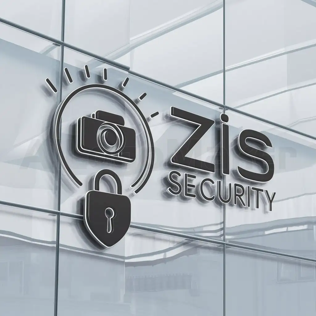 a logo design,with the text "ZIS Security", main symbol:camera, shield, lock,Moderate,be used in Construction industry,clear background