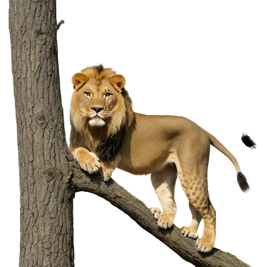 Majestic-Lion-on-Tree-Exquisite-PNG-Image-for-Stunning-Visual-Impact