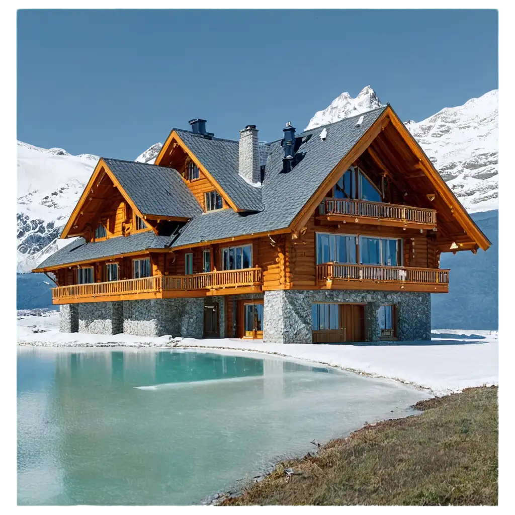 Exquisite-PNG-Image-Serene-Wooden-House-Amidst-Majestic-Ice-Mountain