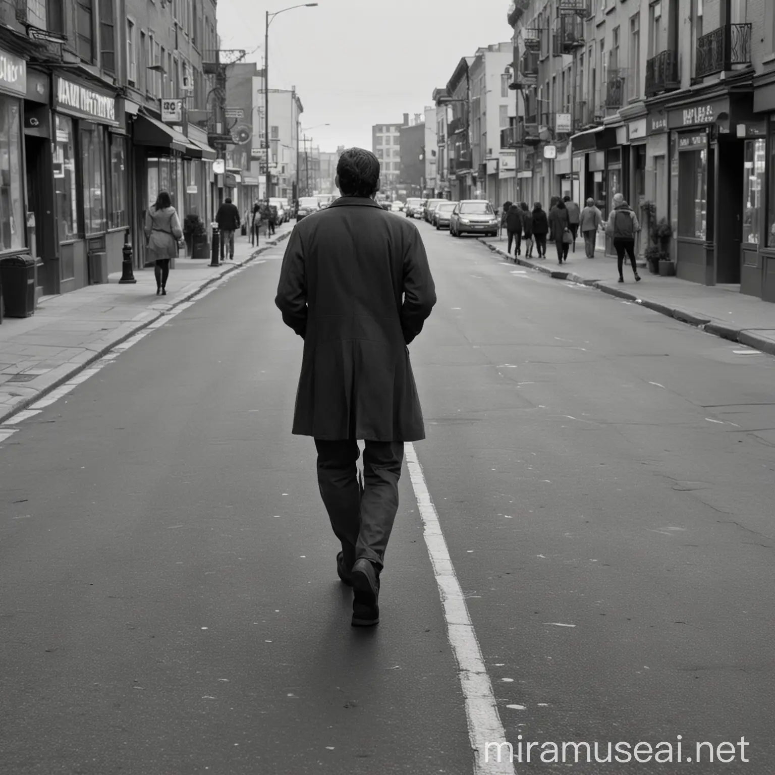 Contemplative Man Pausing on Urban Street