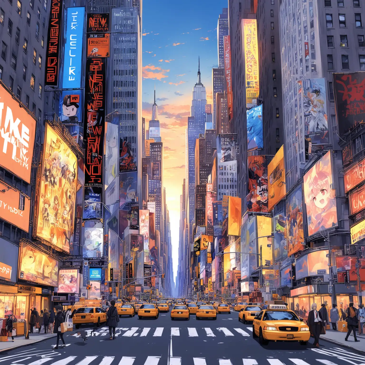 AnimeInspired New York City Skyline at Dusk