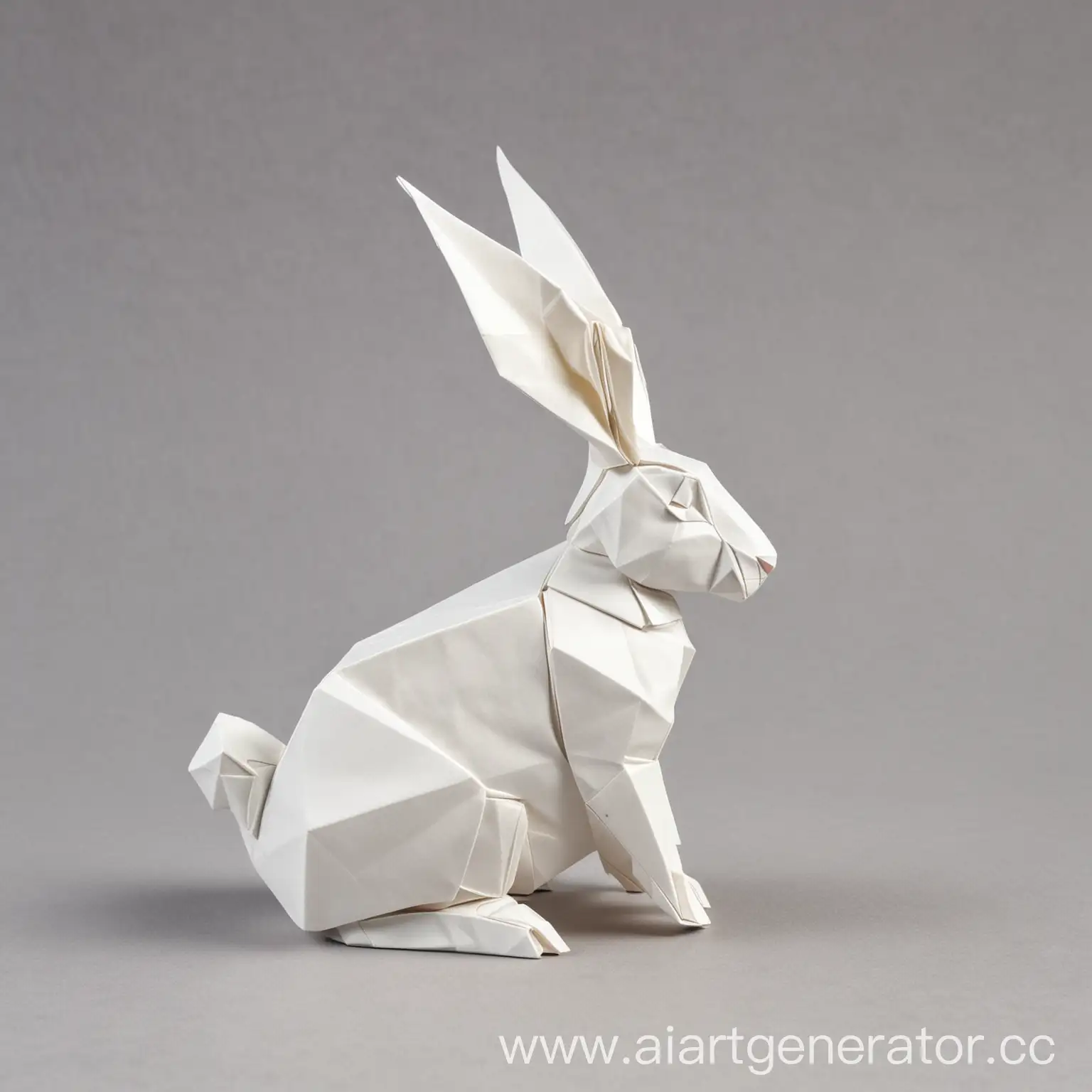 Фигурка оригами  кролик на белом ыоне