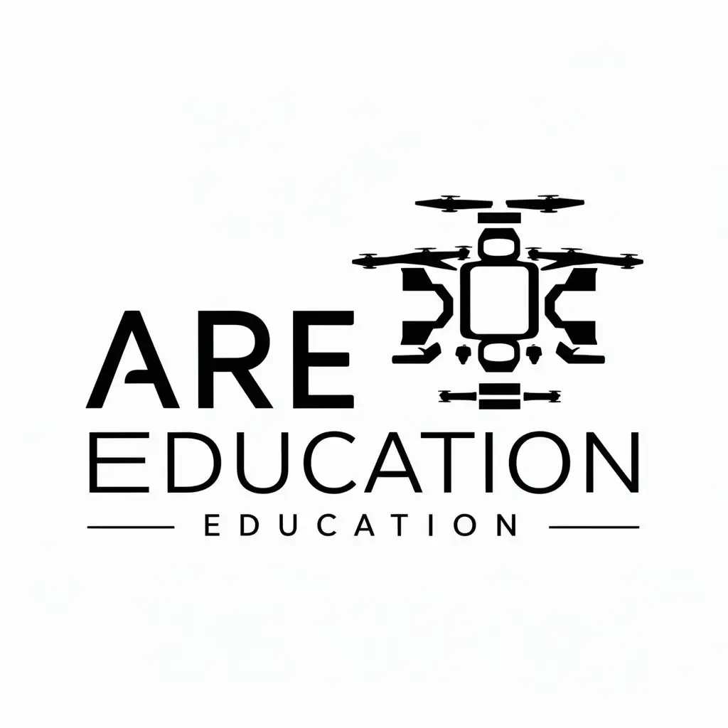 a logo design,with the text "ARE", main symbol:Robots and drones,complex,be used in Education industry,clear background