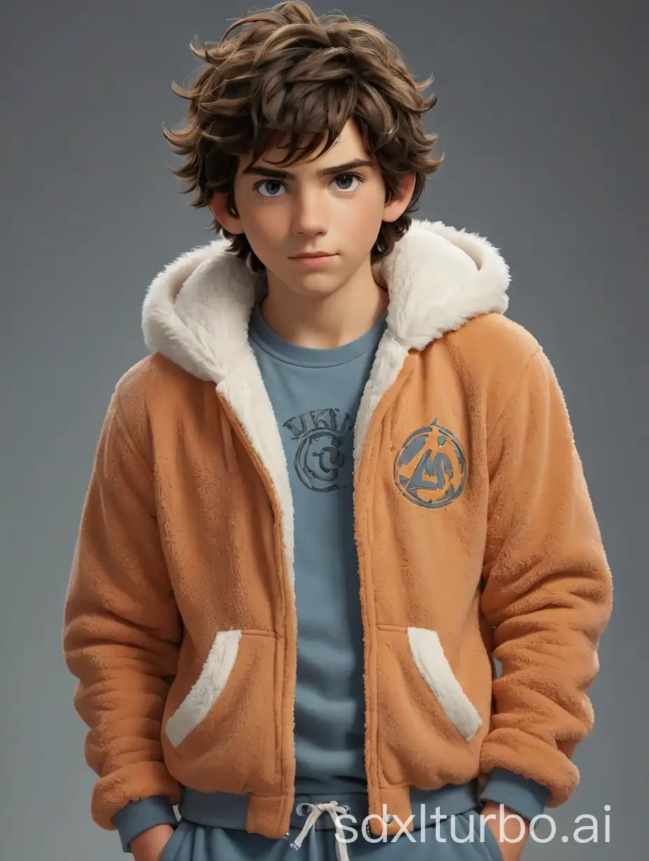 Teenage-Percy-Jackson-Wearing-Fluffy-Fur-Trim-Hoodie-and-Fleece-Romper