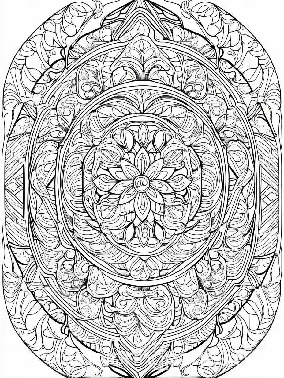 Please create a feather mandala coloring page filling the page. make it easy to color, Coloring Page, black and white, line art, white background, Simplicity, Ample White Space. The background of the coloring page is plain white to make it easy for young children to color within the lines. The outlines of all the subjects are easy to distinguish, making it simple for kids to color without too much difficulty
