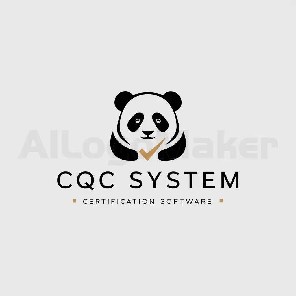 a logo design,with the text "CQC system certification software", main symbol:panda,Minimalistic,be used in Internet industry,clear background
