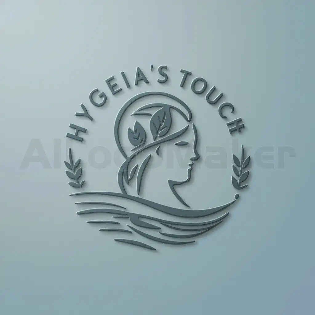 a logo design,with the text "Hygeia's Touch", main symbol:Hygeia (goddess of health, cleanliness, and hygiene), incorporate symbolisms, sustainability,Moderate,clear background
