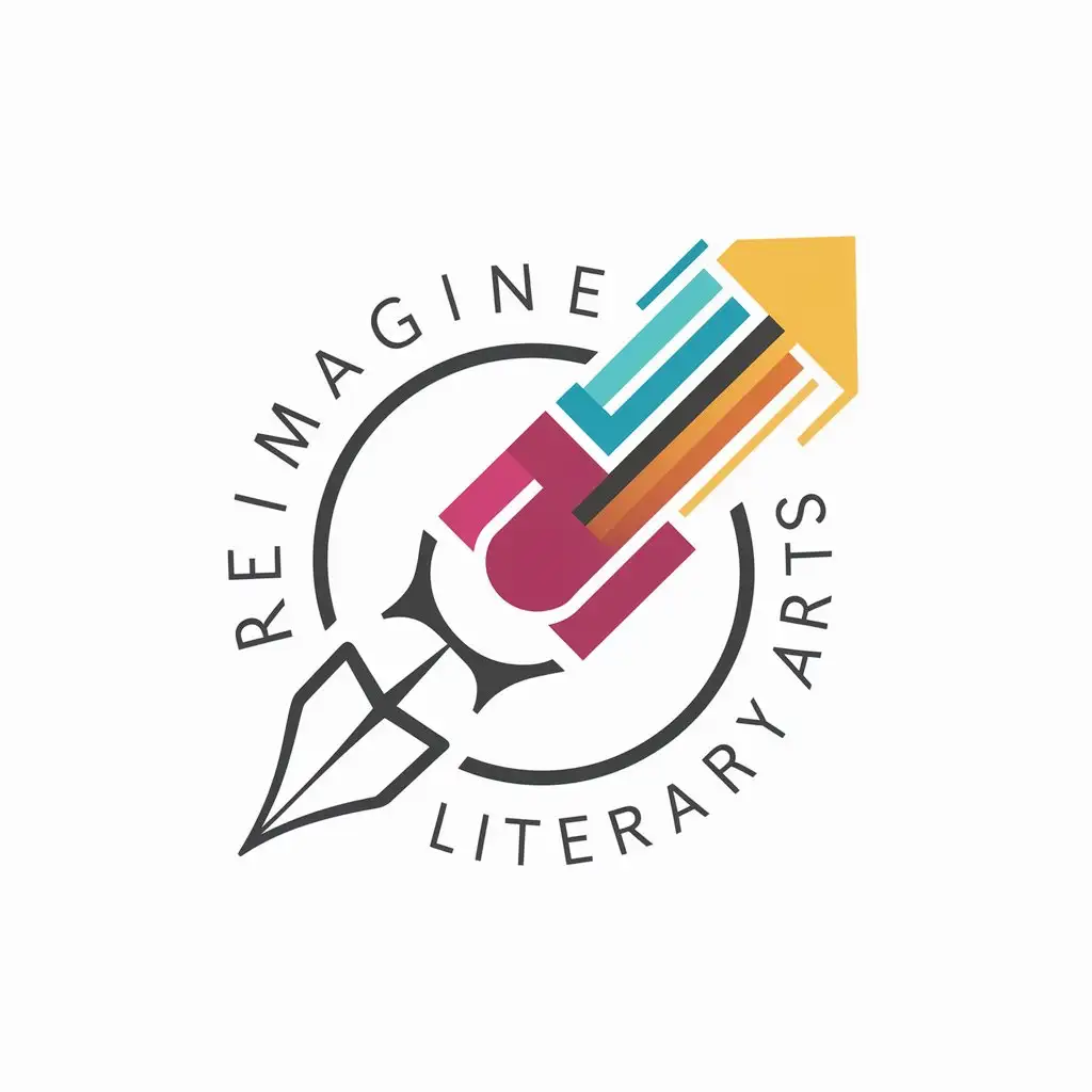 'RE-IMAGINE LITERARY ARTS' summit Logo design. white background